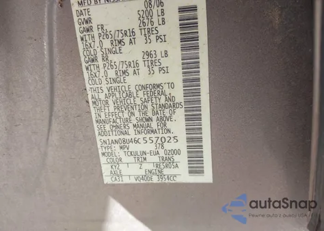 2006 Nissan Xterra Off Road from USA, damaged, VIN 5N1AN08U46C557025